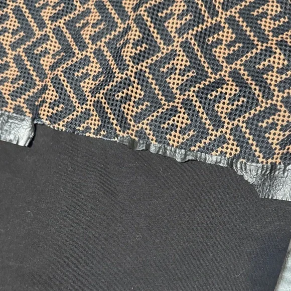 Fendi FF Mesh Panel Black T‑Shirt (Flawed Embellishment) size Large - Picture 11 of 14